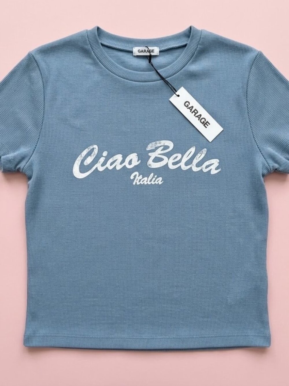 NWT Garage Ciao Bella Italian Blue Stormi Cropped Tee